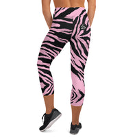 Pink Zebra Yoga Capri Leggings