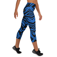 Blue Zebra Yoga Capri Leggings