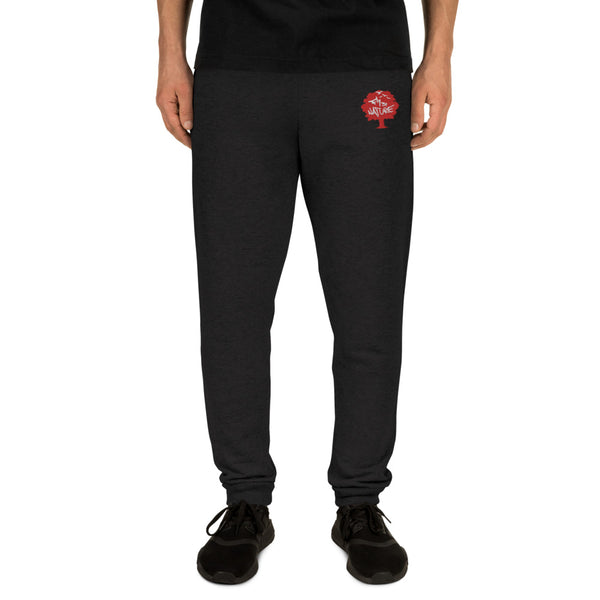Embroidered Red Tree Joggers